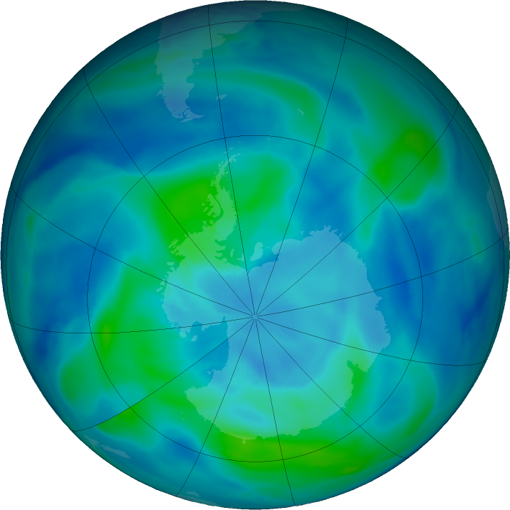 Antarctic ozone map for 17 March 2021